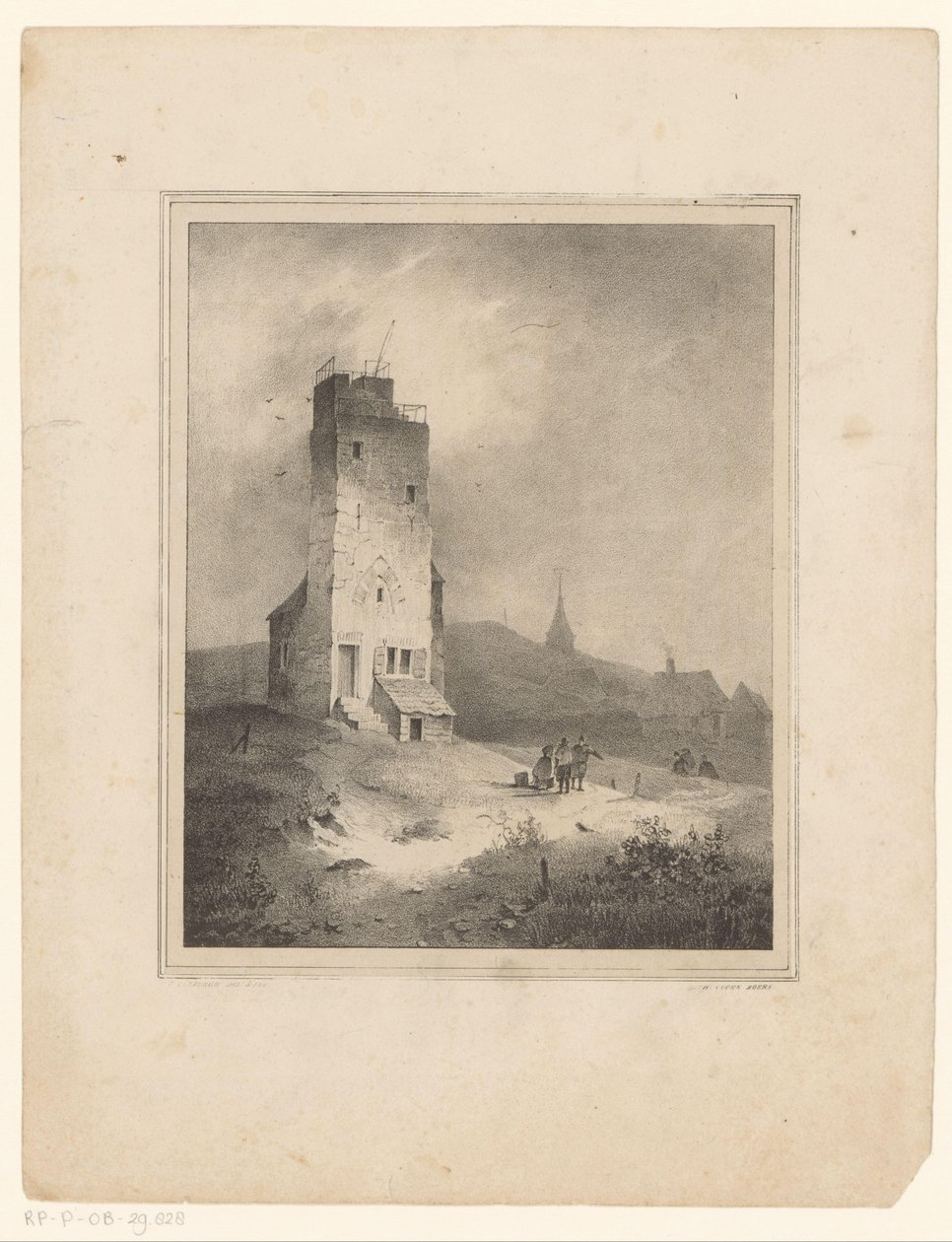 Toren in duinlandschap door Cornelis Gerrit Verburgh