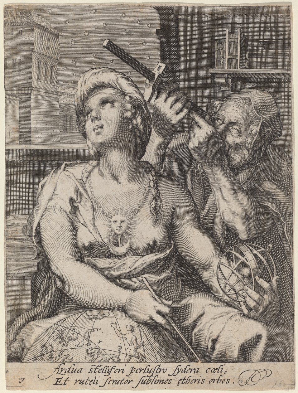 Astronomie door Cornelis Jacobsz Drebbel, after Hendrik Goltzius