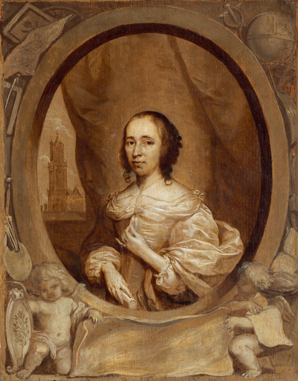 Anna Maria van Schurman door Cornelis Jonson van Ceulen