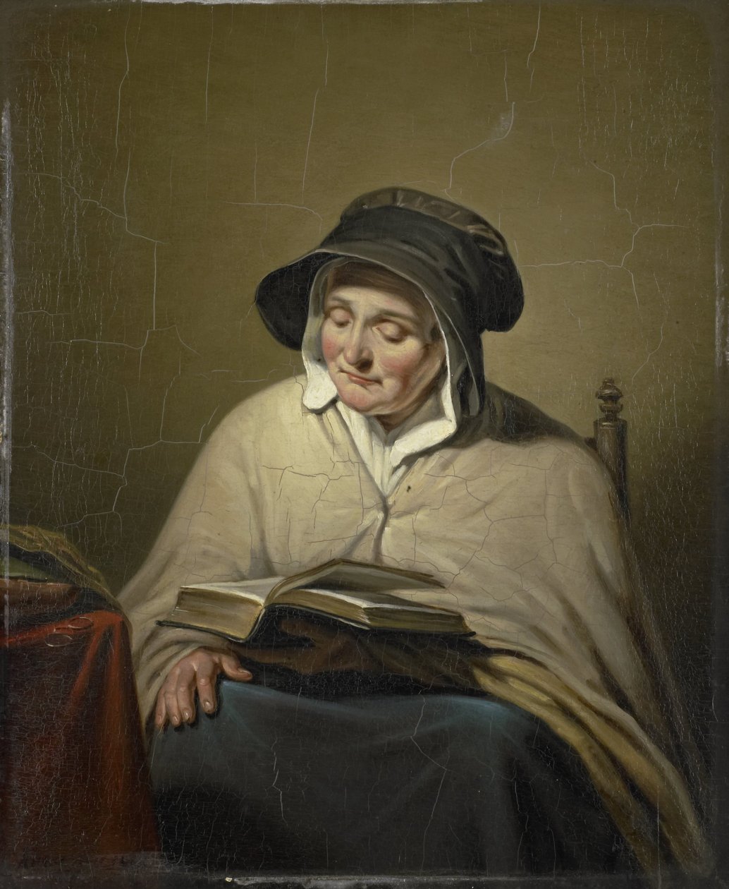 Oude vrouw die leest door Cornelis Kruseman
