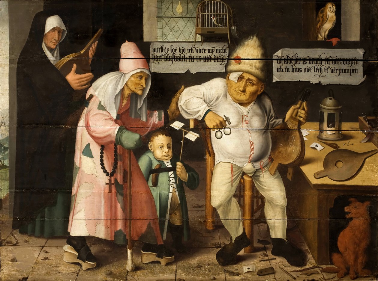 De blaasbalgreparateur Na Hieronymus Bosch, ca. 1550 door Cornelis Massys