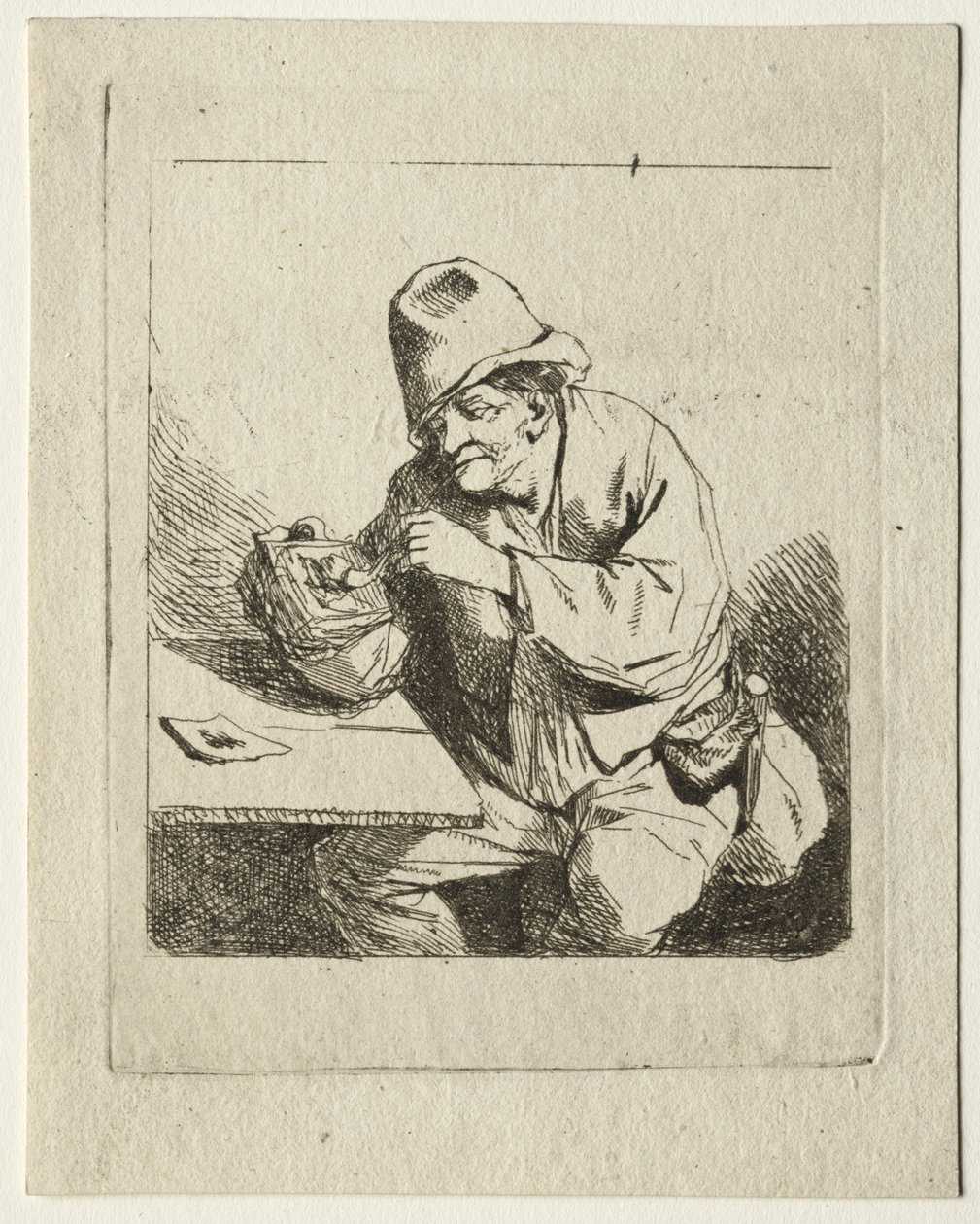 Boer die zijn pijp aansteekt, midden 1600s door Cornelis Pietersz Bega