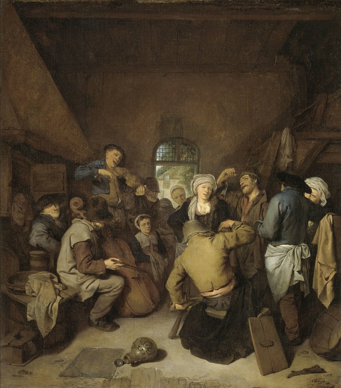 Boeren maken muziek en dansen door Cornelis Pietersz. Bega
