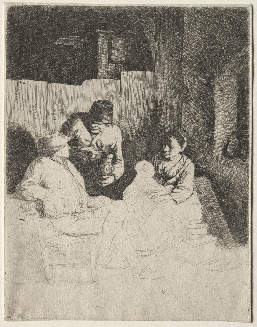 De moeder zittend in een herberg, midden 1600s door Cornelis Pietersz Bega