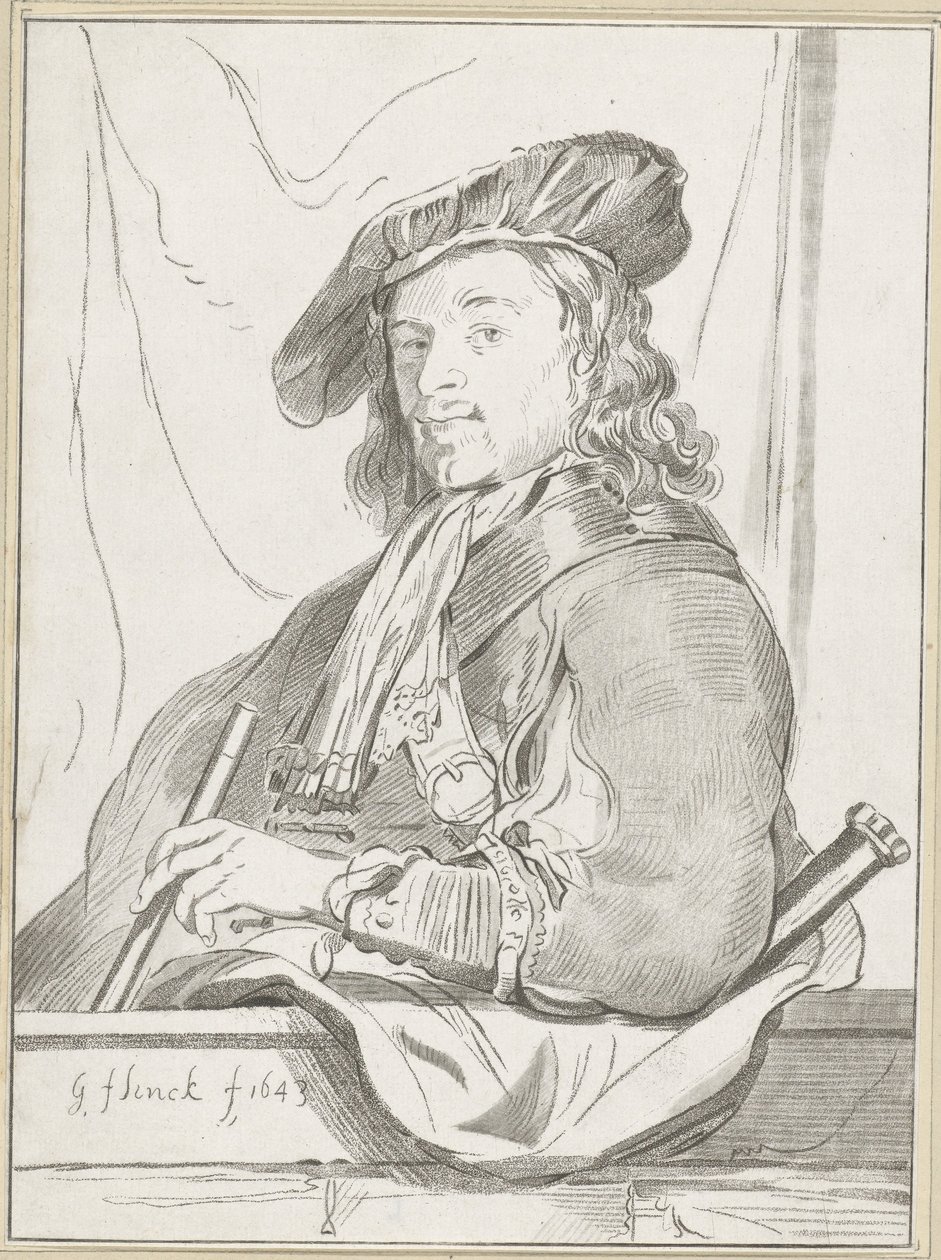 Man bij Borstwering door Cornelis Ploos van Amstel (signed by artist)
