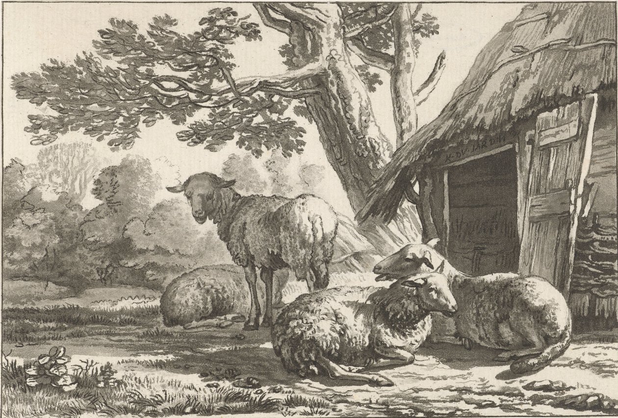 Schaapskooi door Cornelis Ploos van Amstel (signed by artist)