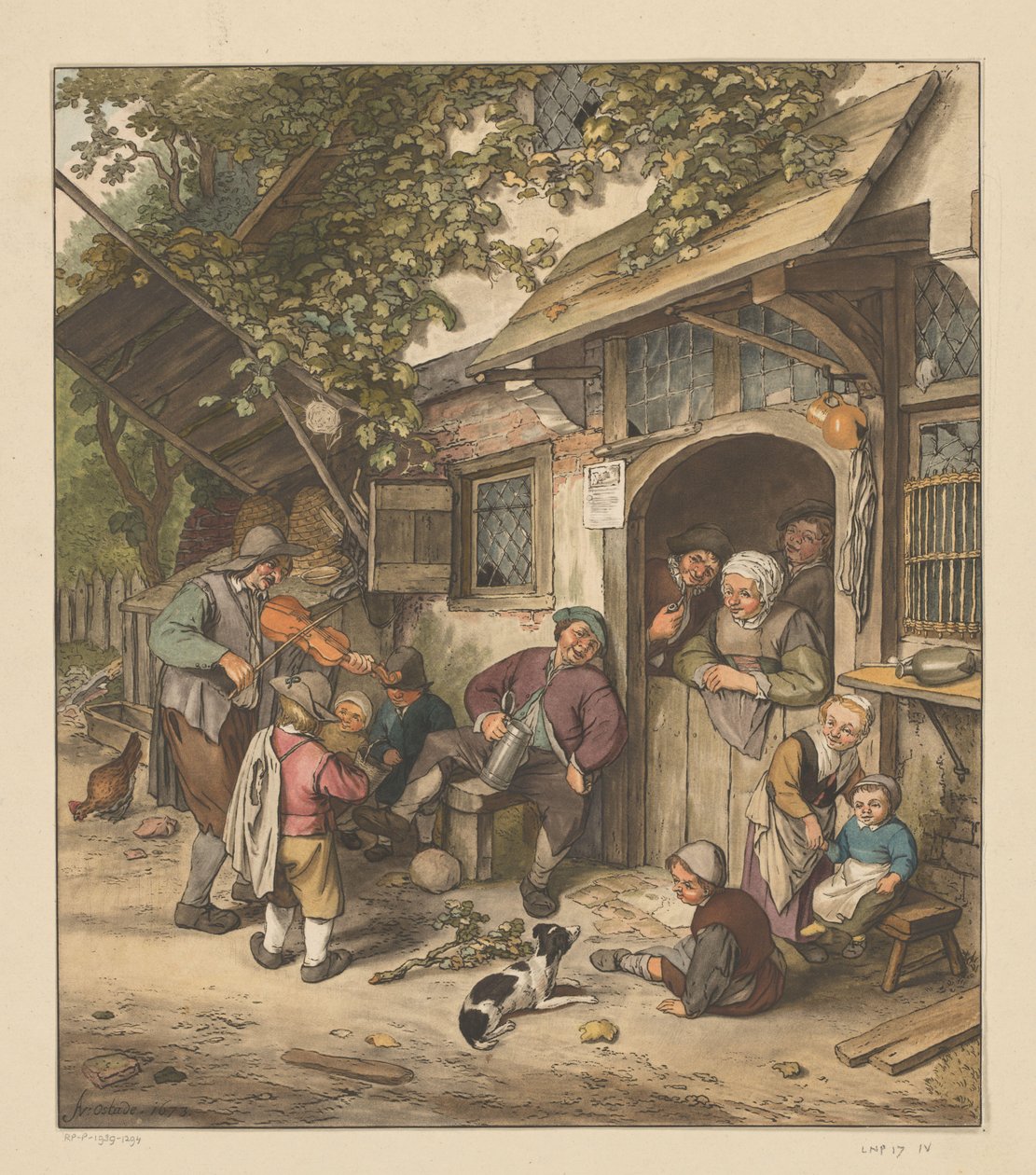 Vioolspeler voor een herberg door Cornelis Ploos van Amstel (signed by artist)