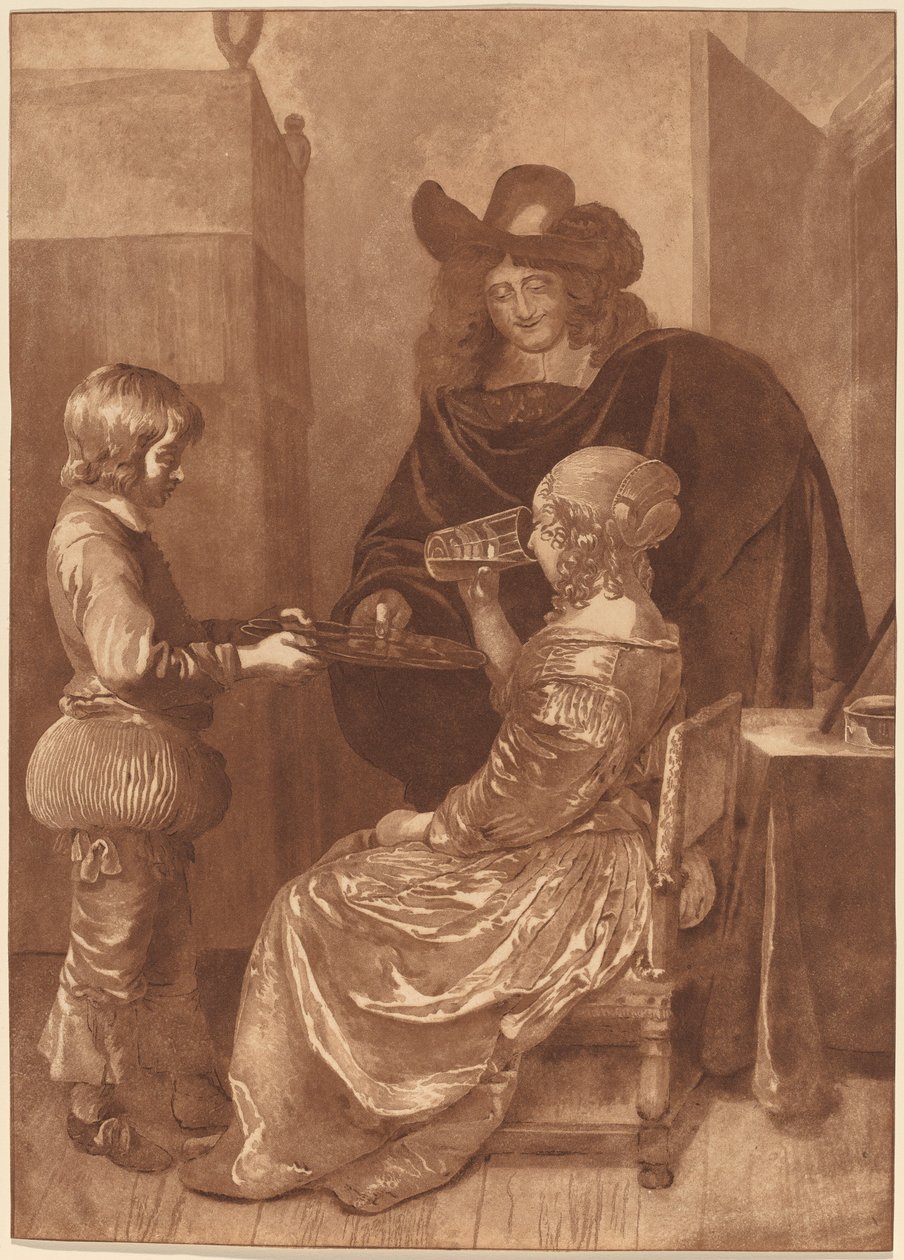 Ridder en Dame met een Page door Cornelis Ploos van Amstel