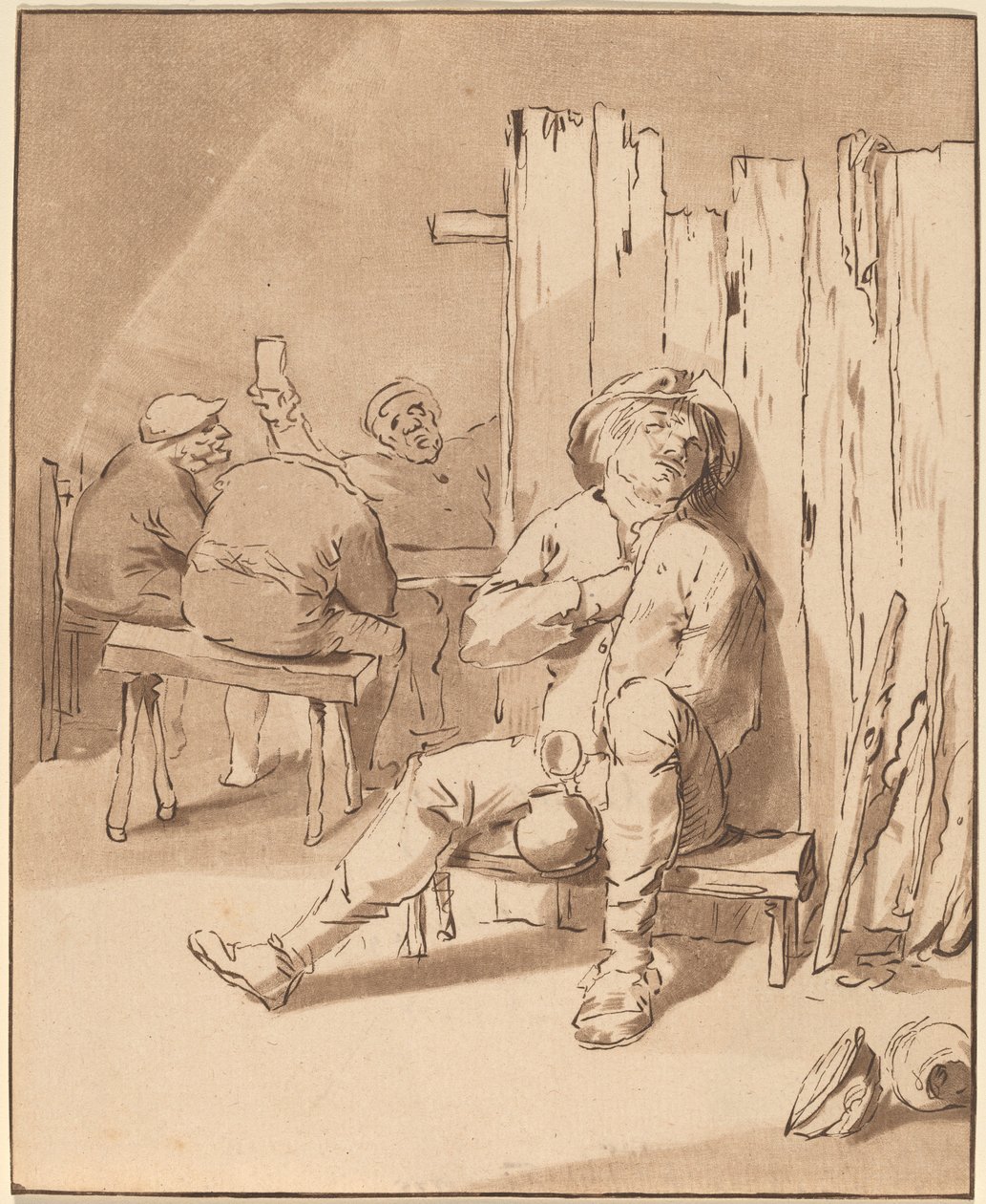 Dronken Boer in een Herberg door Cornelis Ploos van Amstel