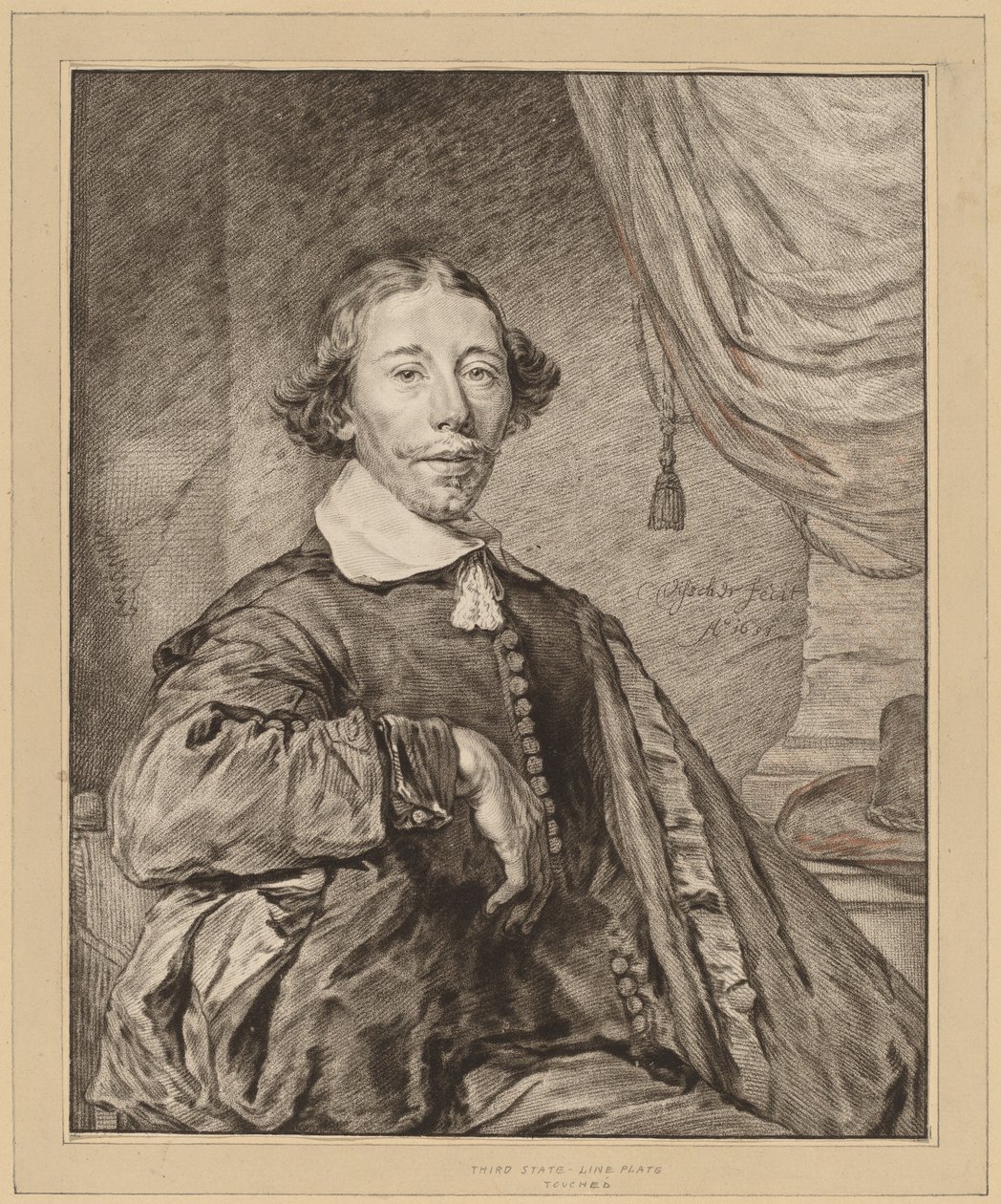 Portret van een zittende man door Cornelis Ploos van Amstel