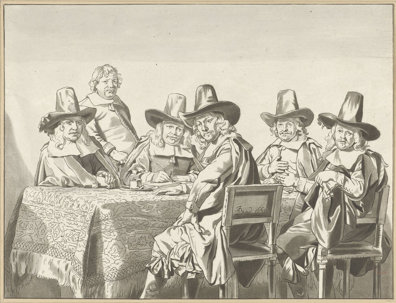 Regenten van het weeshuis te Haarlem door Cornelis Ploos van Amstel