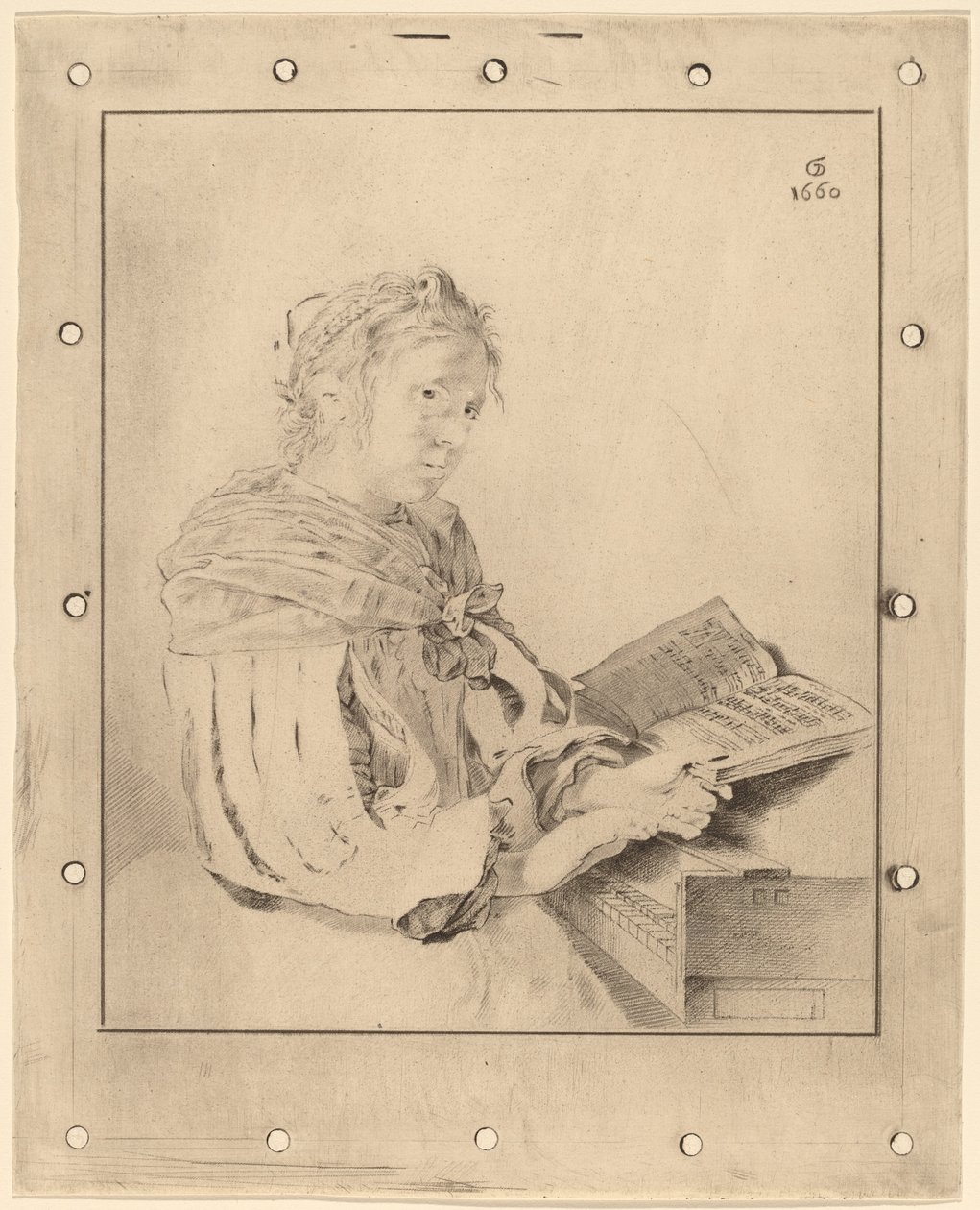 Jong meisje aan het toetsenbord door Cornelis Ploos van Amstel