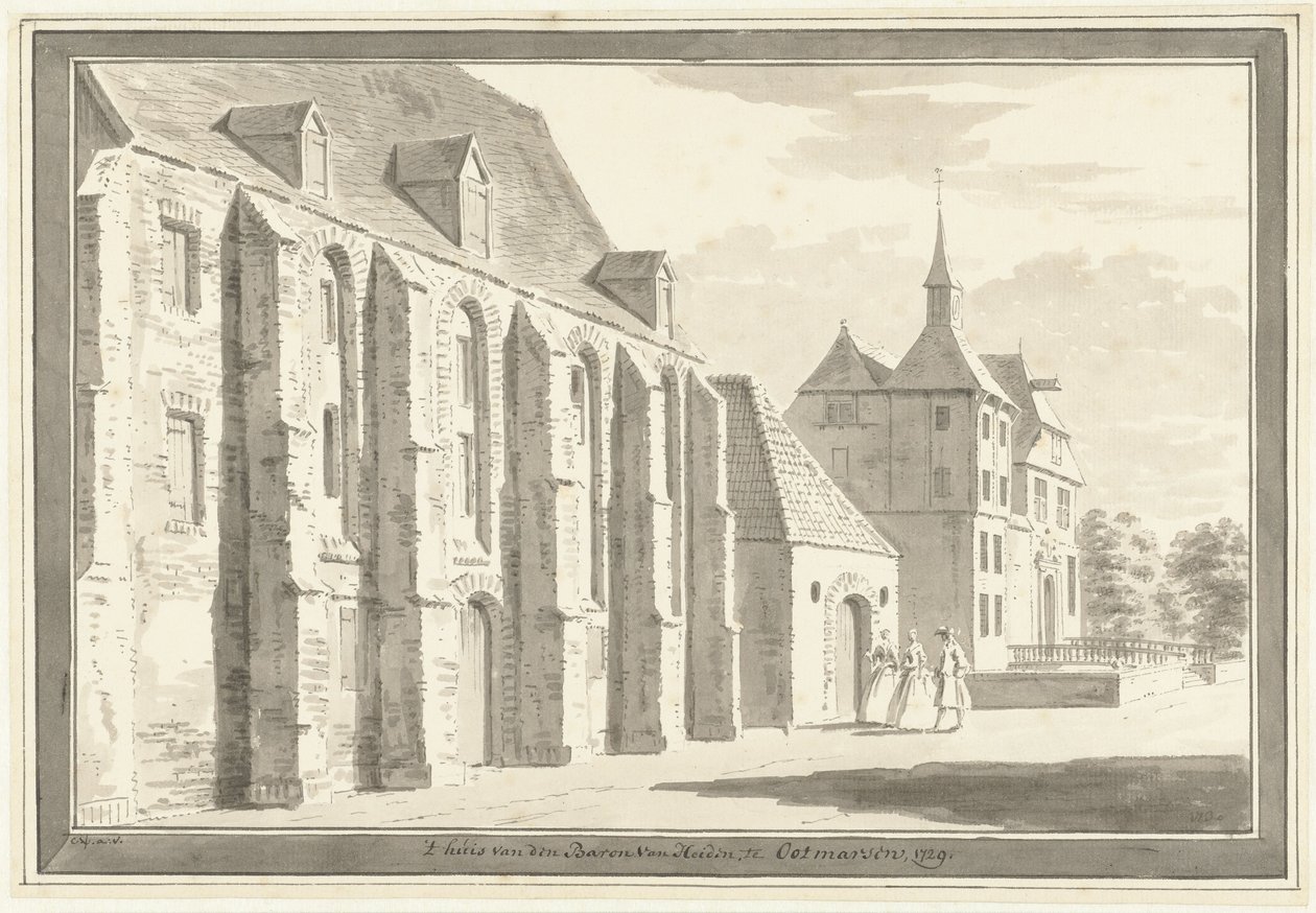 Gezicht op de kerk en het huis te Ootmarsum door Cornelis Pronk