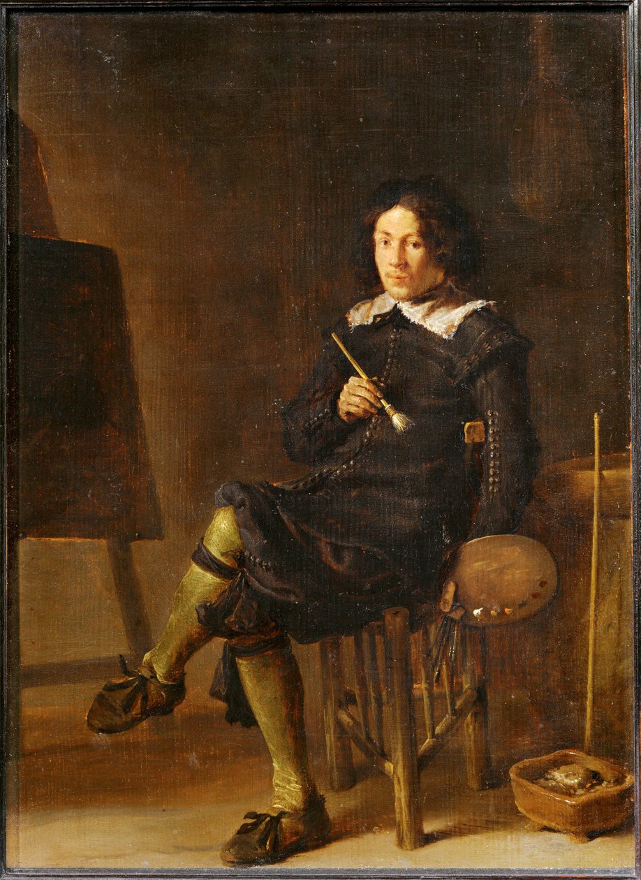 Zelfportret met ezel ... door Cornelis Saftleven