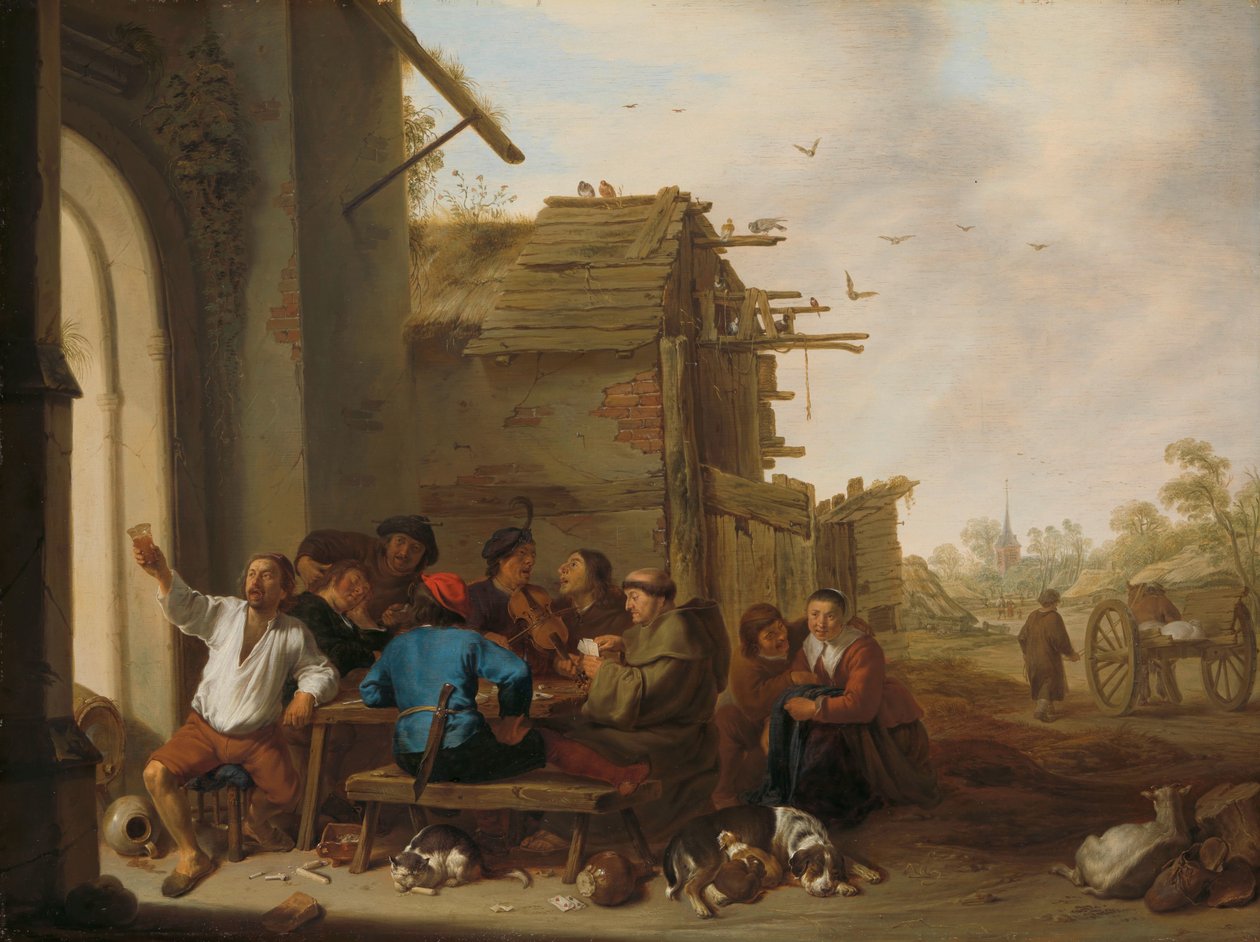 Figuren voor een dorpsherberg door Cornelis Saftleven