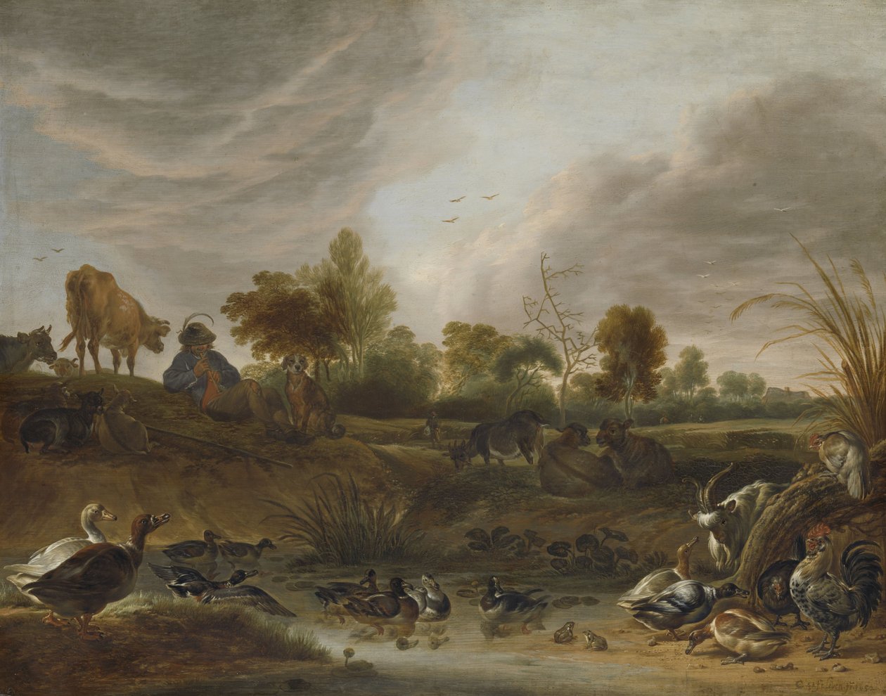 Landschap met een herder door Cornelis Saftleven