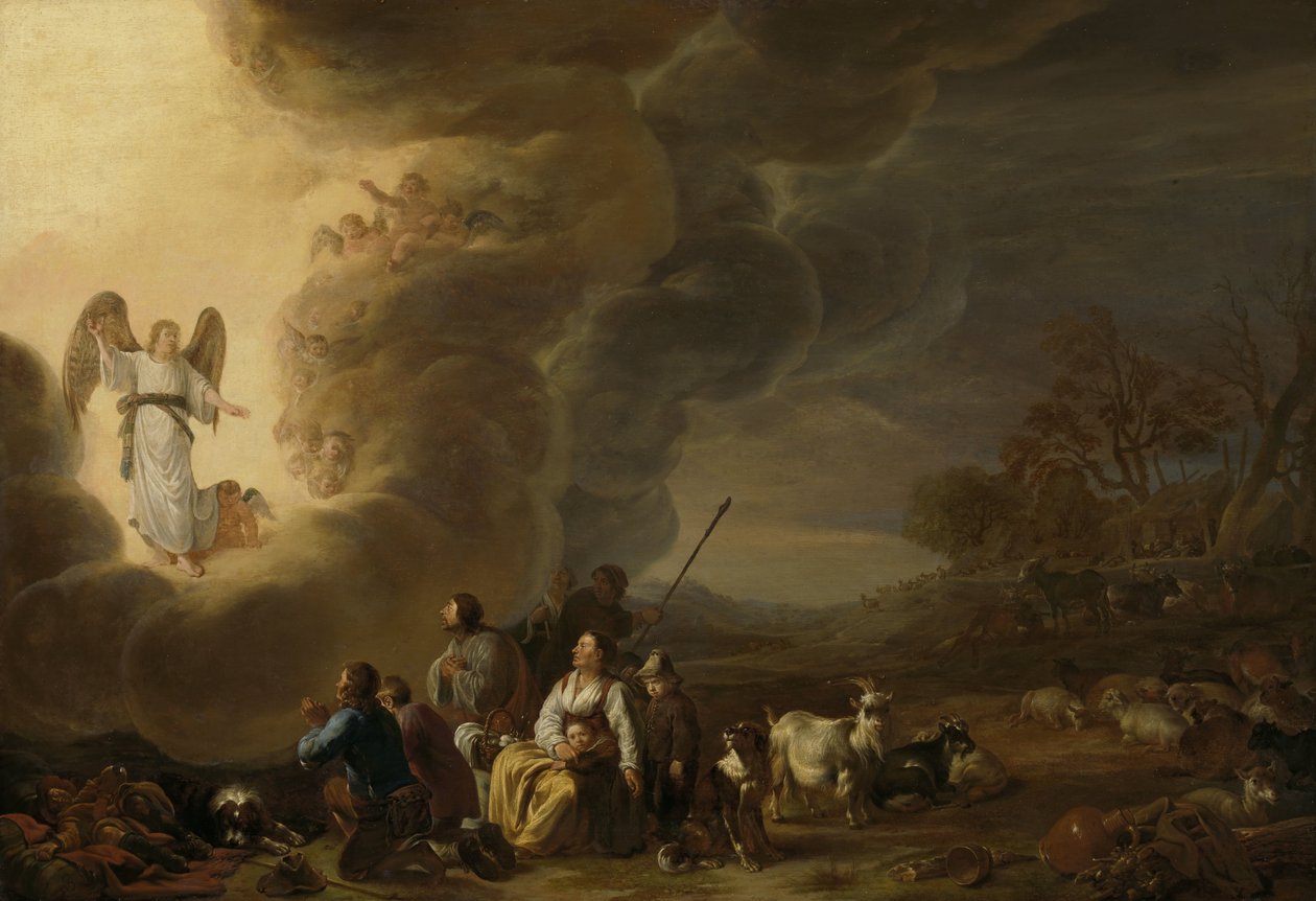 De aankondiging aan de herders door Cornelis Saftleven