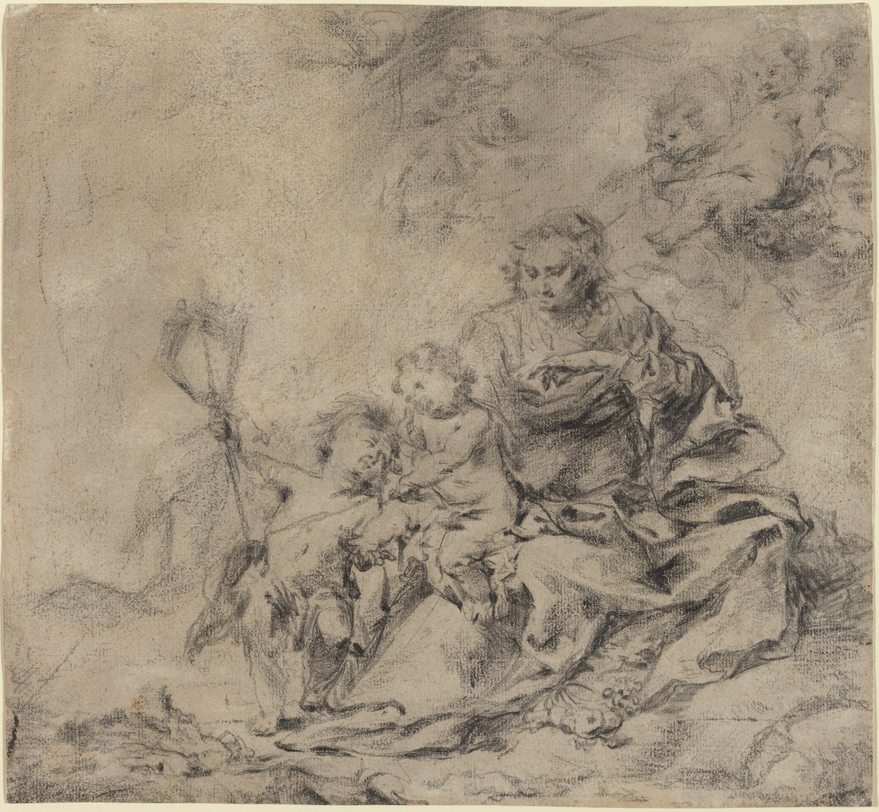 De Maagd en het Kind met Johannes de Doper door Cornelis Schut I