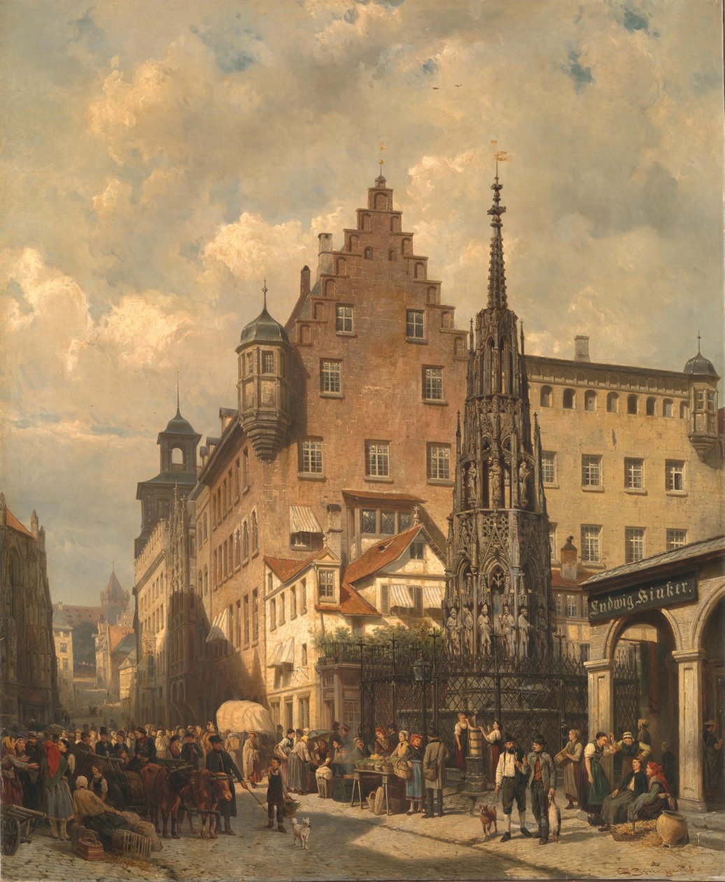 "De Mooie Fontein" in Neurenberg door Cornelis Springer
