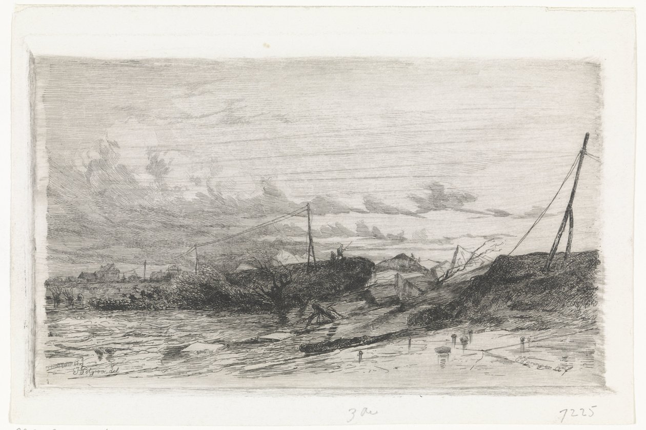 Dijkdoorbraak te Arnhem, 1855 door Cornelis Springer