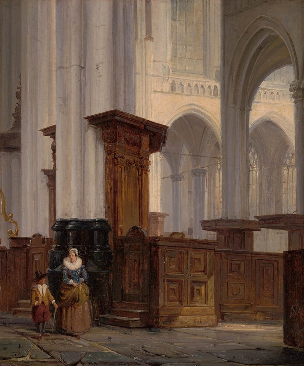 Dutch: Interieur van een gotische kerk Interior of a Gothic Church door Cornelis Springer