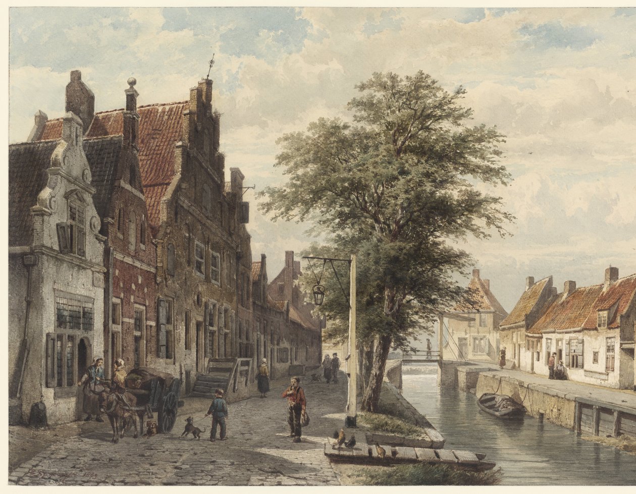 Gezicht op de gracht te Hasselt door Cornelis Springer