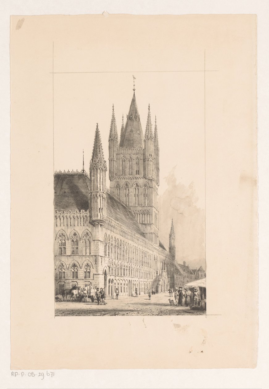 Lakenhalle van Ieper door Cornelis Springer