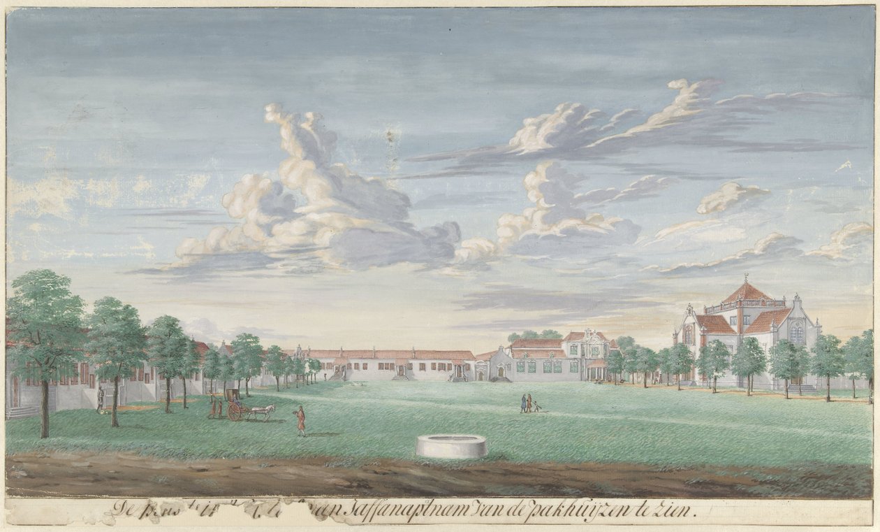 De binnenplaats van het fort Jaffnapatnam op Ceylon door Cornelis Steiger