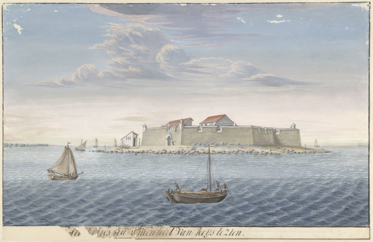 Het fort Hammenhiel op Ceylon door Cornelis Steiger