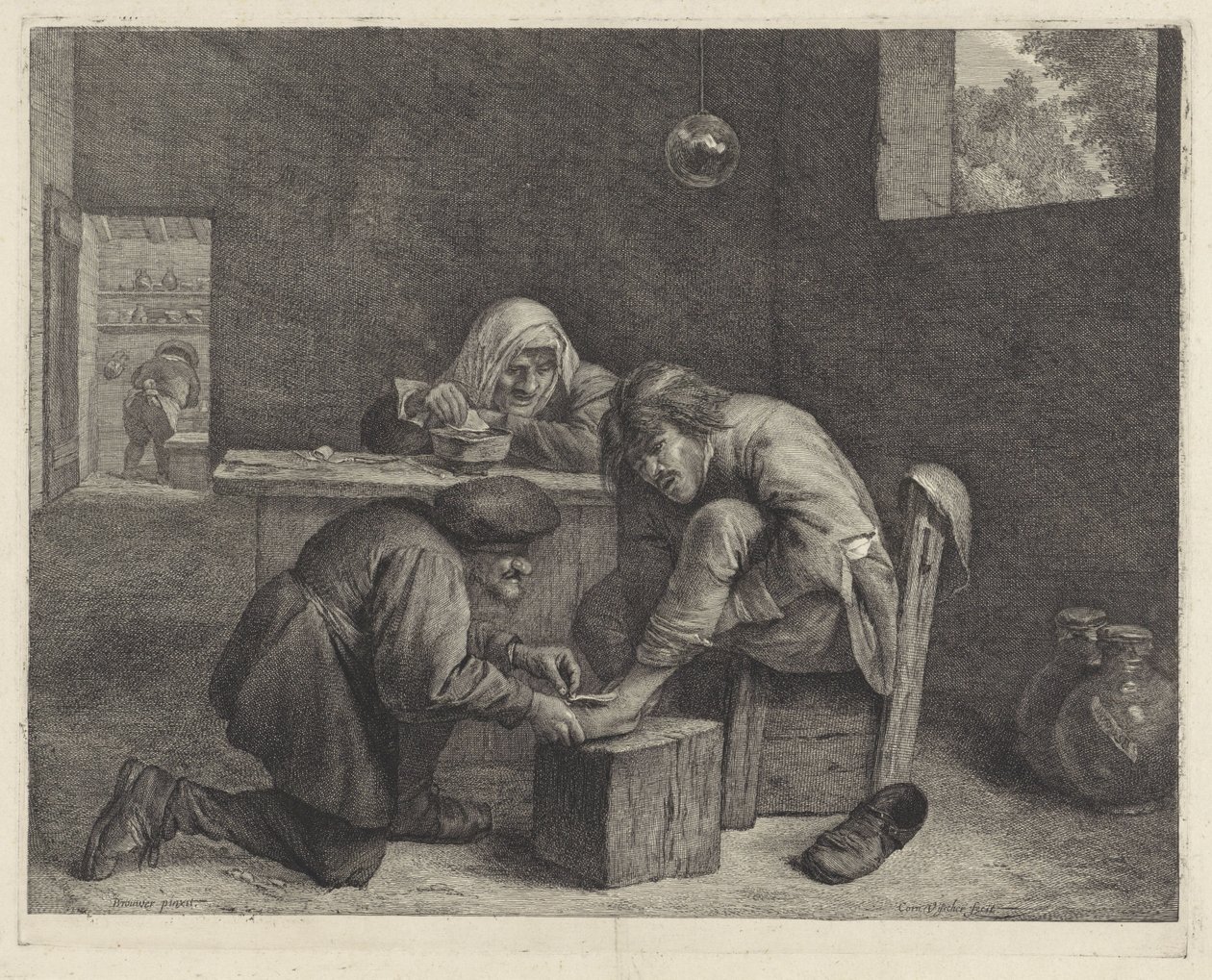 Man bij een arts door Cornelis Visscher (II)