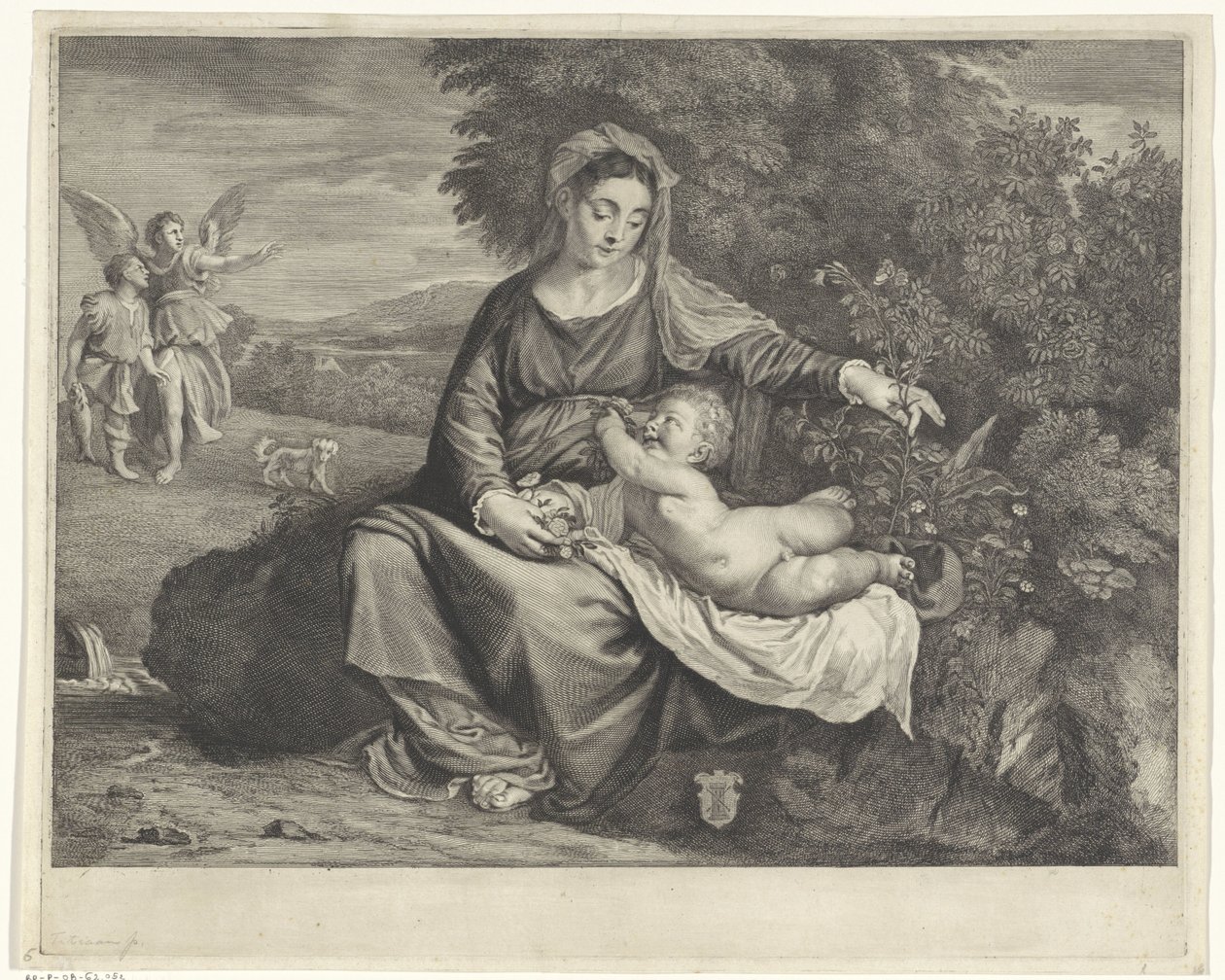 Maria met kind en Tobias en de engel door Cornelis Visscher (II)
