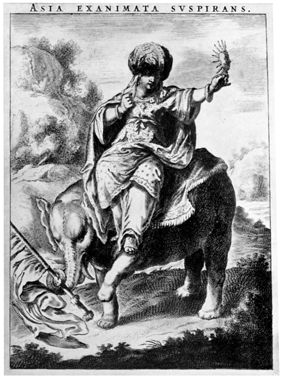 Allegorisch uitzicht op Azië door Cornelis Visscher