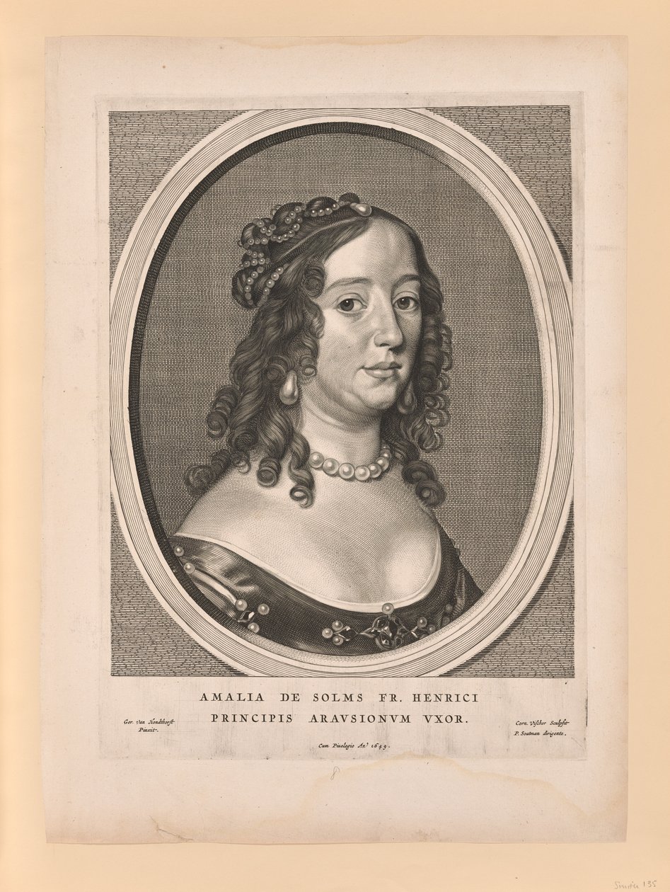 Amalia van Solms, vrouw van Frederik Henry, uit Negen Portretten door Cornelis Visscher