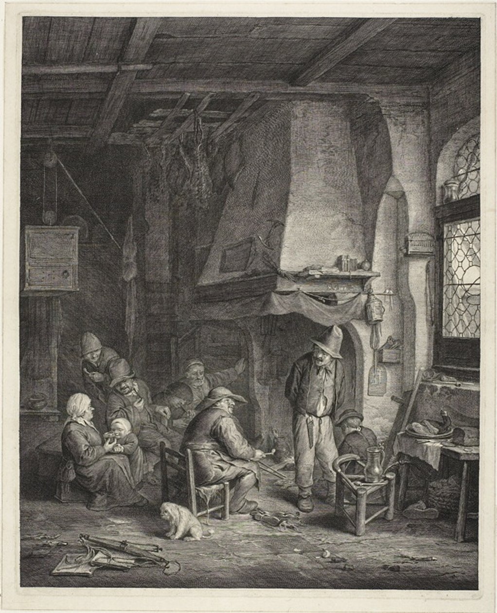 Interior in an Inn, called "The Skaters" (De Schaatsenrijder) door Cornelis Visscher