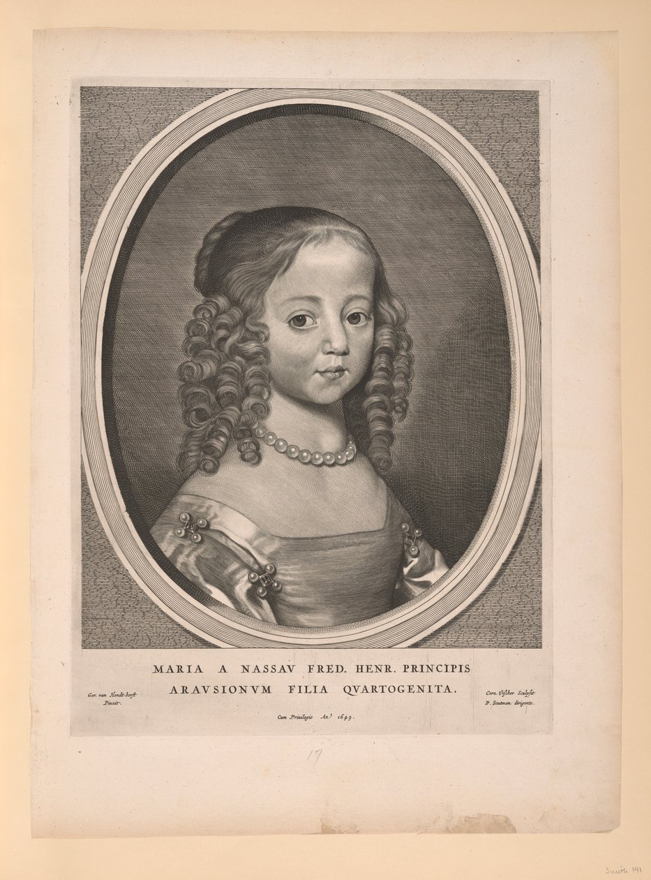 Maria, prinses van Oranje Nassau, uit Negen Portretten door Cornelis Visscher