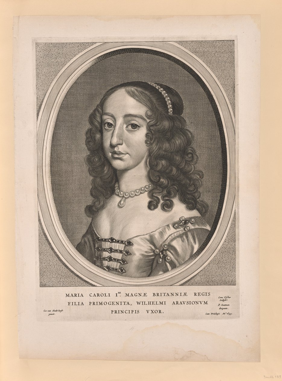 Mary Stuart, vrouw van Willem II, uit Negen Portretten door Cornelis Visscher