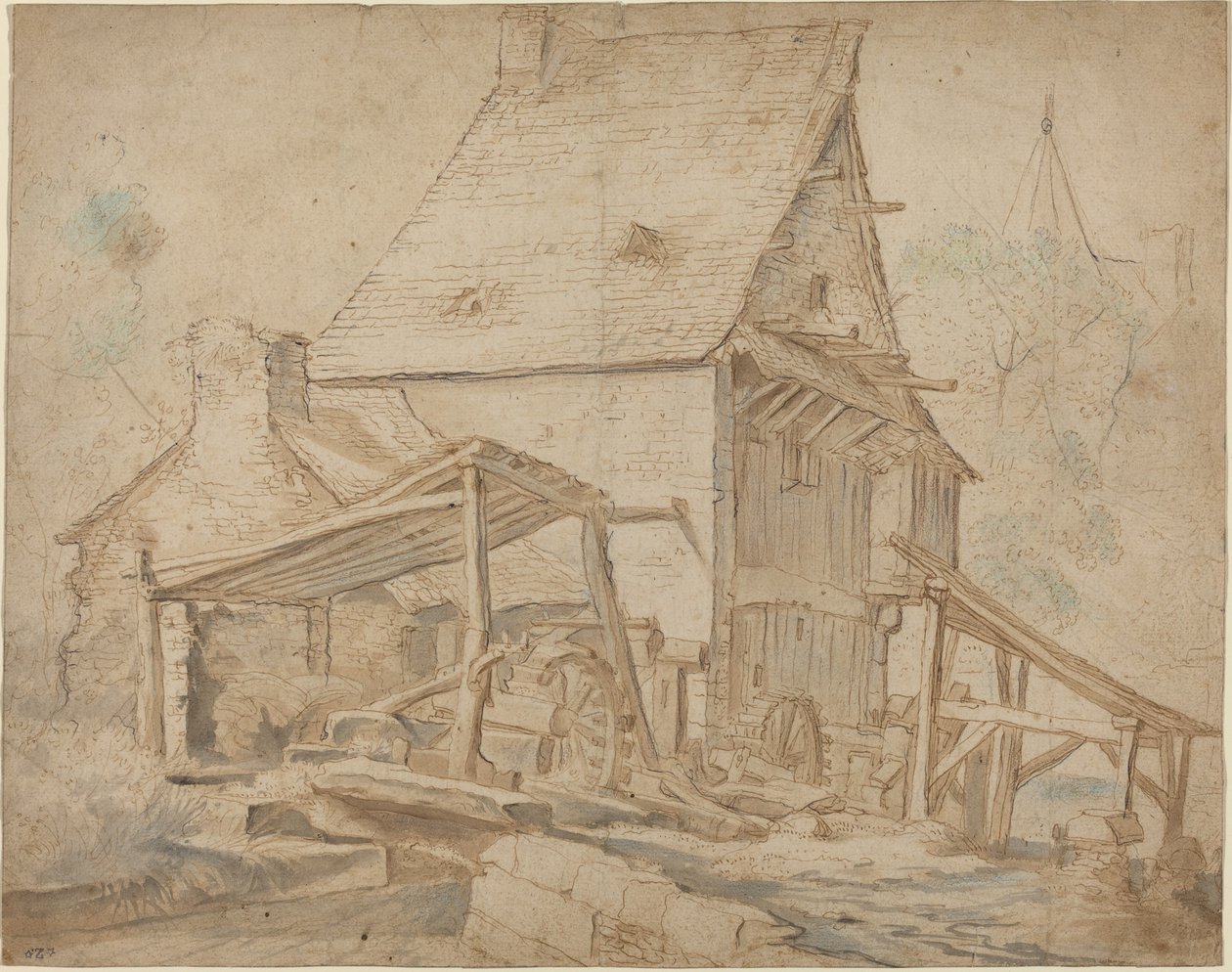 Een oude watermolen door Cornelis Willaerts
