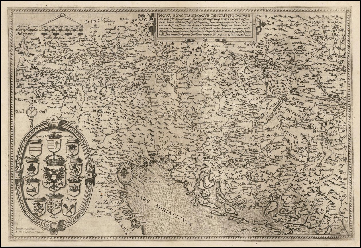 1593 kaart van de Donau door Cornelis de Jode door Cornelis de Jode