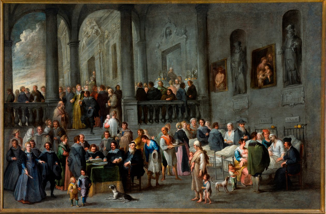 Cyclus van de Zeven Werken van Lichamelijke Barmhartigheid: Bezoek aan de Zieken door Cornelis de Wael
