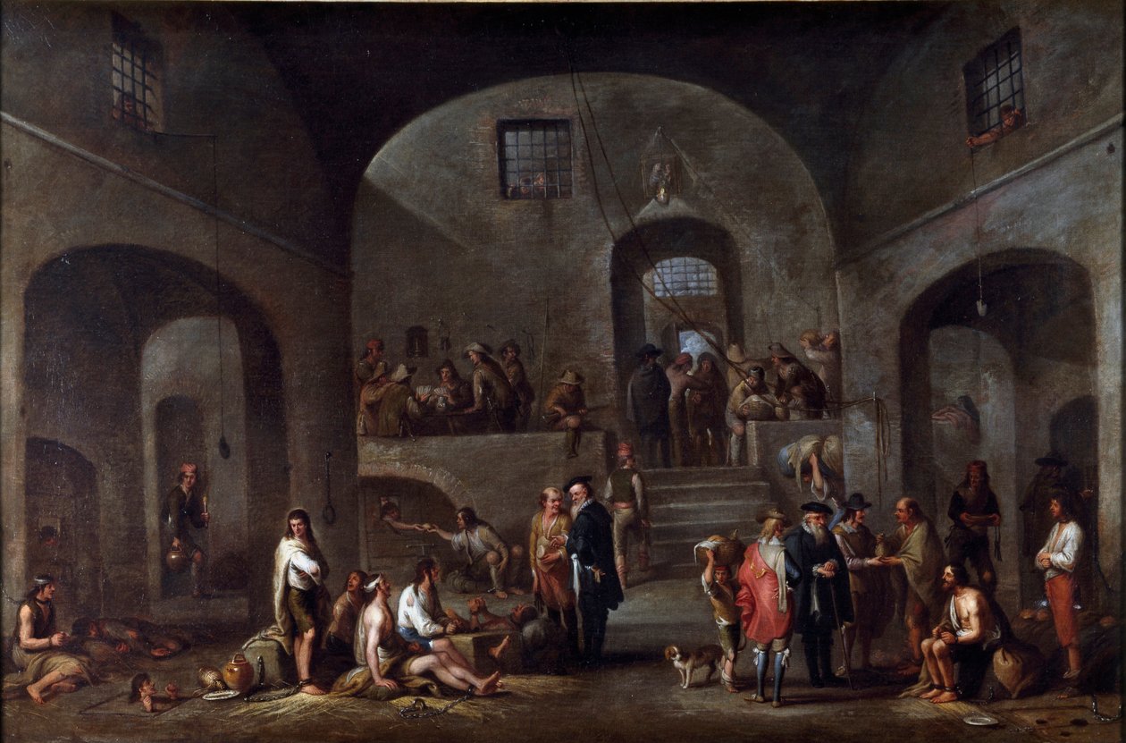 De zeven werken van lichamelijke barmhartigheid: het bezoek aan gevangenen door Cornelis de Wael