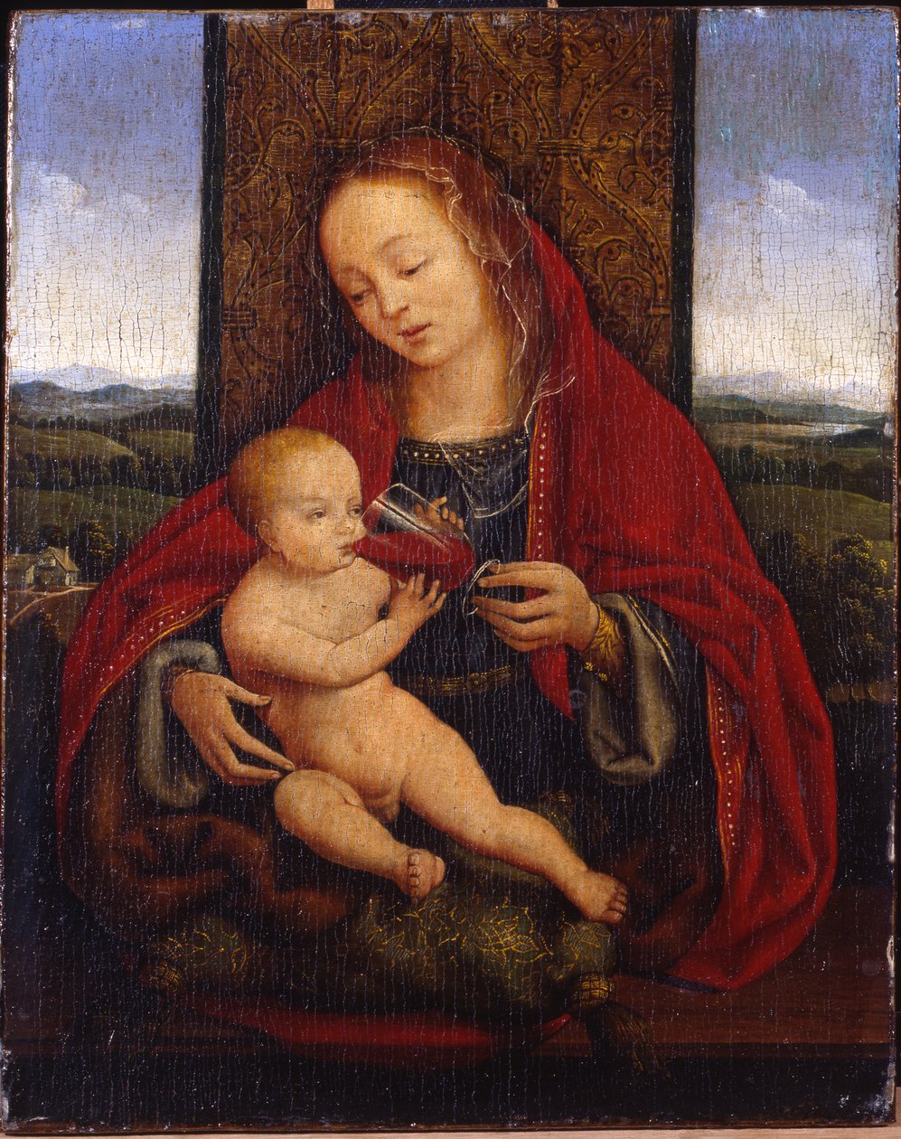 De Madonna en Kind op de troon door Cornelis van Cleve