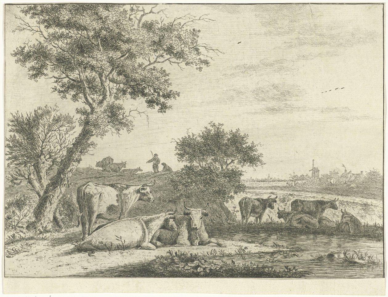 Landschap met koeien door Cornelis van Noorde