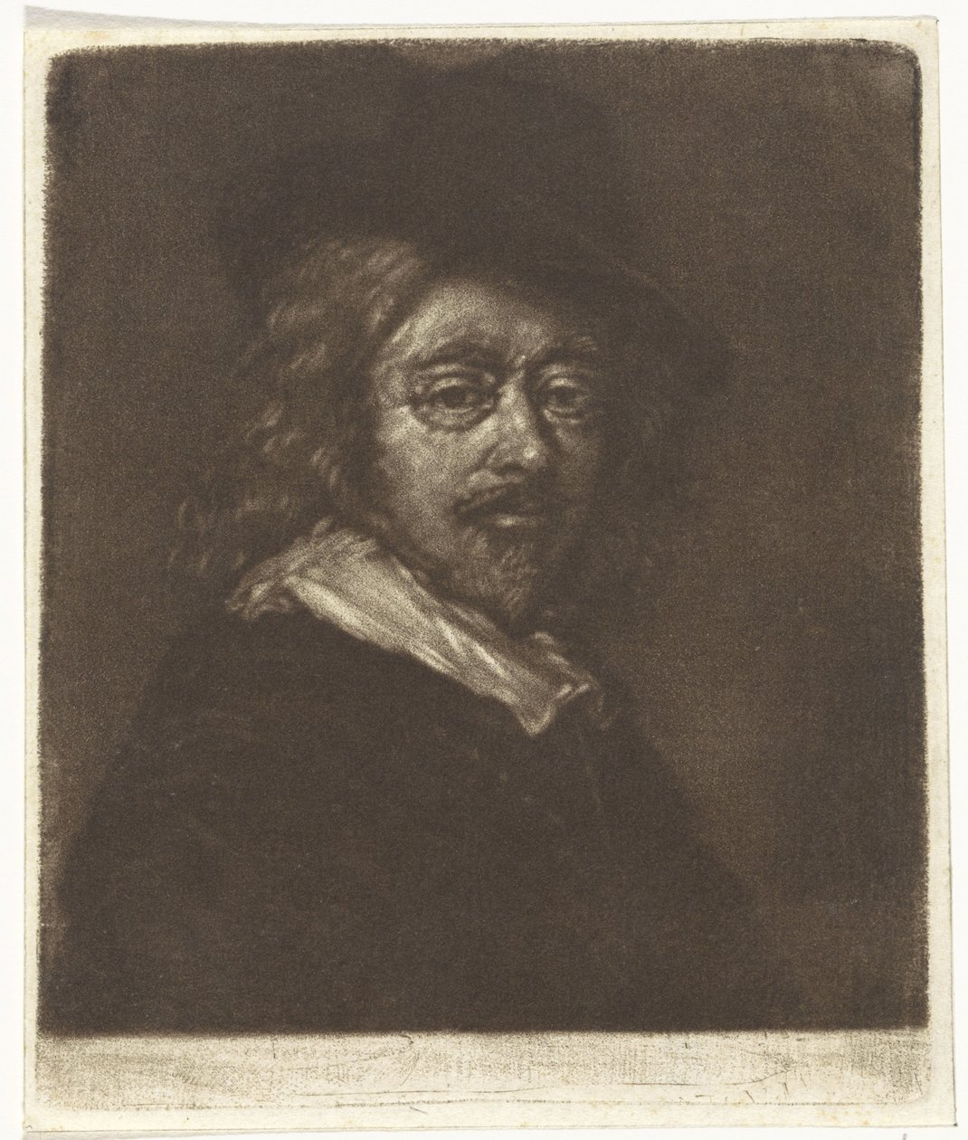 Portret van Frans Hals met een hoed door Cornelis van Noorde