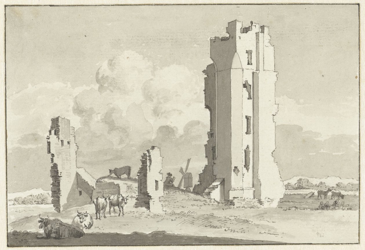 Ruïne van het Huis te Kleef bij Haarlem door Cornelis van Noorde