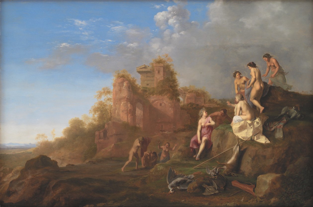 Diana en haar nimfen door Cornelis van Poelenburch
