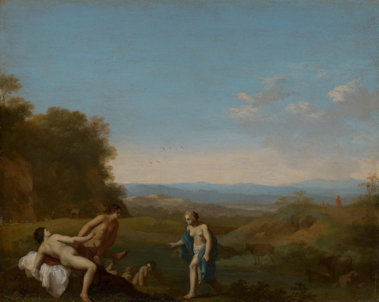 Diana entdeckt den Fehltritt der Callisto door Cornelis van Poelenburch