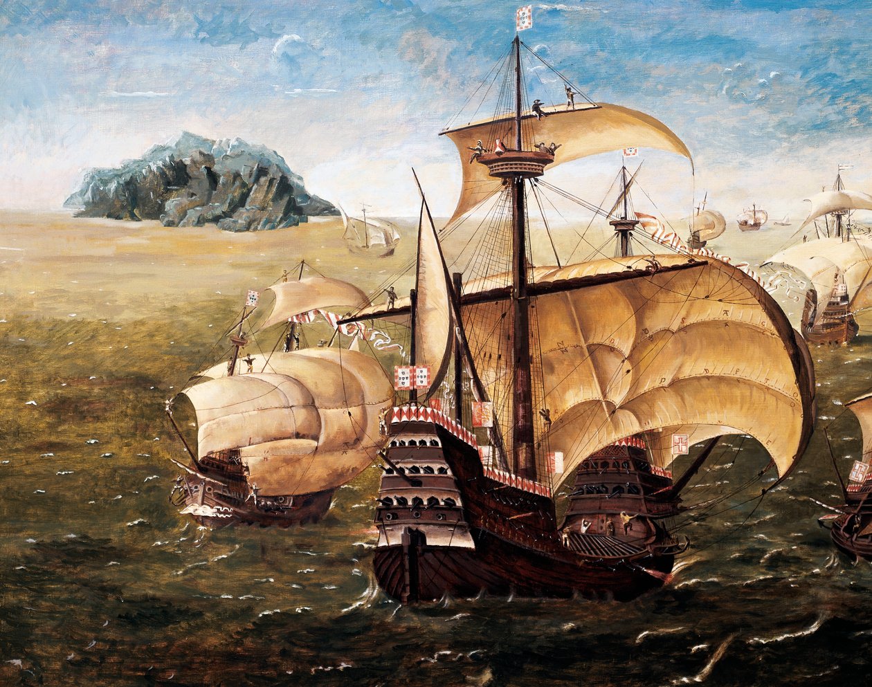 De Portugese vloot, kopie van schilderij door Cornelius Anthoniszoon door Cornelisz Anthonisz