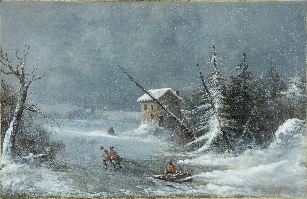 De Sneeuwstorm door Cornelius Krieghoff