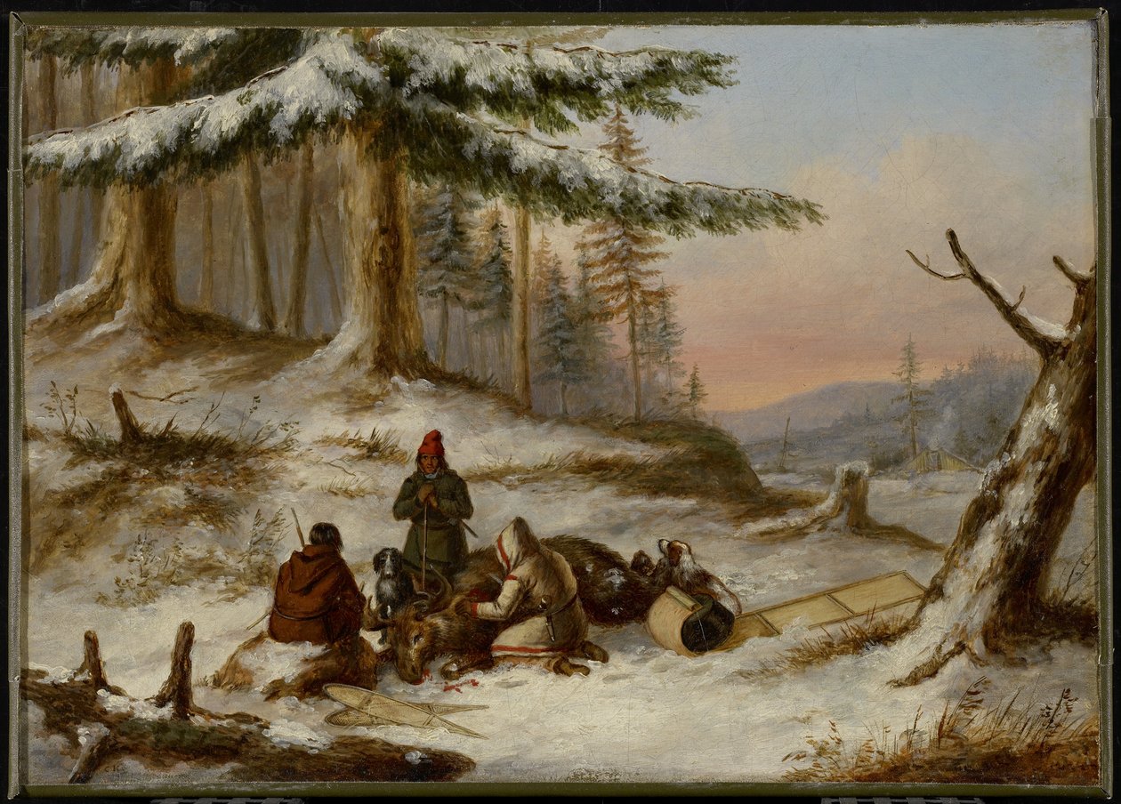 Elandjagers, c.1859 door Cornelius Krieghoff