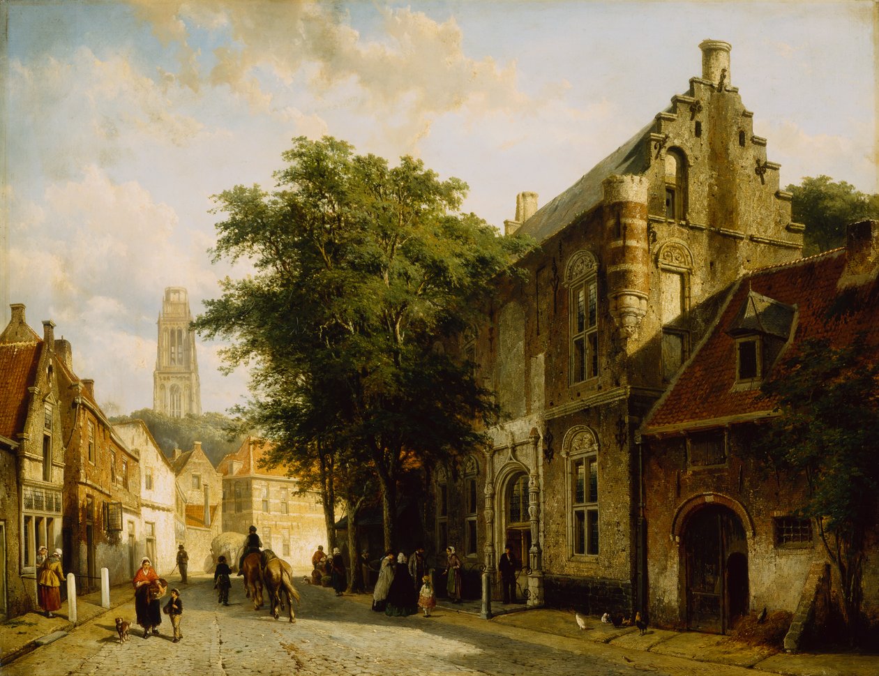 Het Huis van Admiraal Martin van Rossum in Zaltbommel door Cornelius Springer